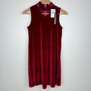 Penelope Tree Girls Velvet Mock Neck Sleeveless Dress Size 14 Red Grunge Holiday